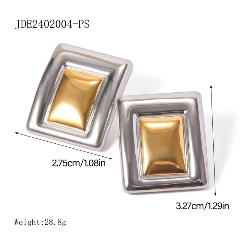 Handmade Gold Silver Geometric Studs Earrings Comfortable Ear Accessories Alloy Jewelry for Women Daily Or Party Wear