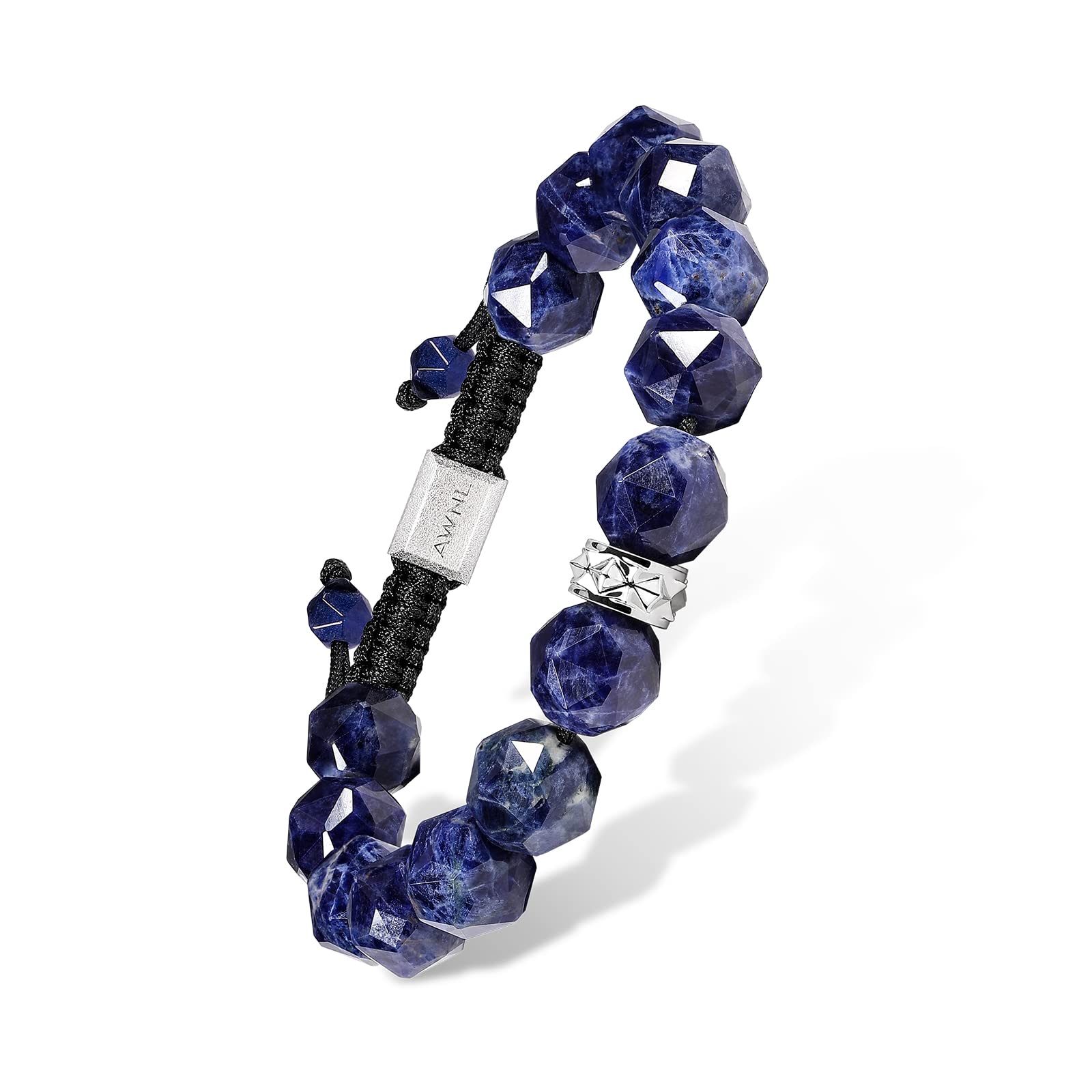 

Чоловічий браслет з намистин зі стерлінгового срібла з підвісками, регульований шнурок, 10 мм, натуральне каміння содаліт та червоне тигрове око, 15 см-17 см