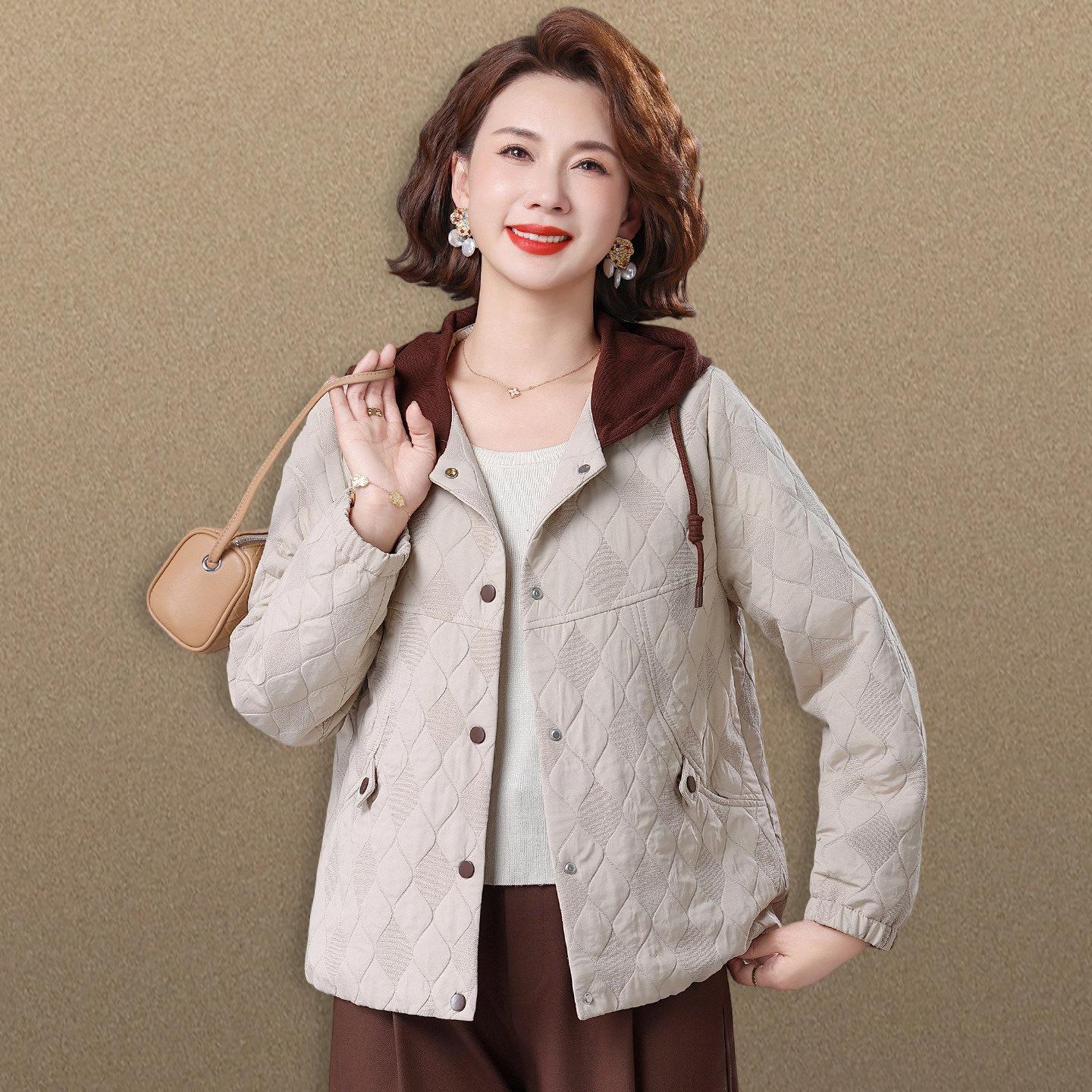

Elegant Hooded Spring/Autumn Jacket for Middle-Aged and Elderly Women - Perfect Mother s Day Gift 2026 2XL (105-120 lbs)