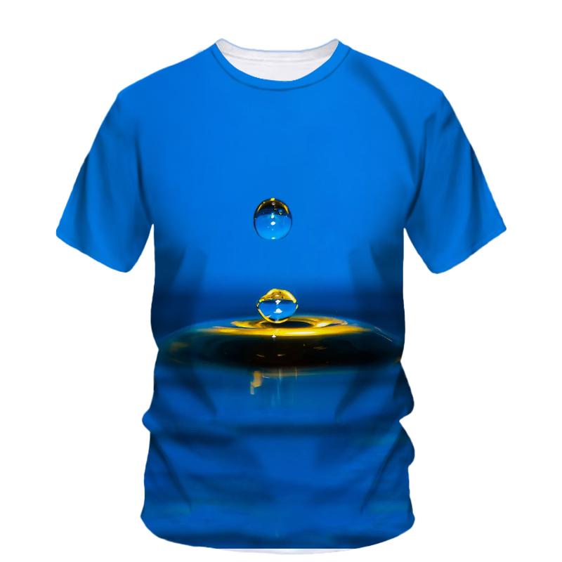 Summer Original Water Droplet Graphic T Shirts For Men Trend Casual Creative Simple Style Printed O-neck Short Sleeve Tees