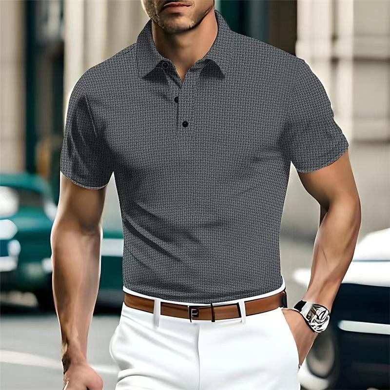 

Men s Summer High-end Button Up Mesh Ice Silk Short Sleeved Shirt 3XL світло-сірого кольору