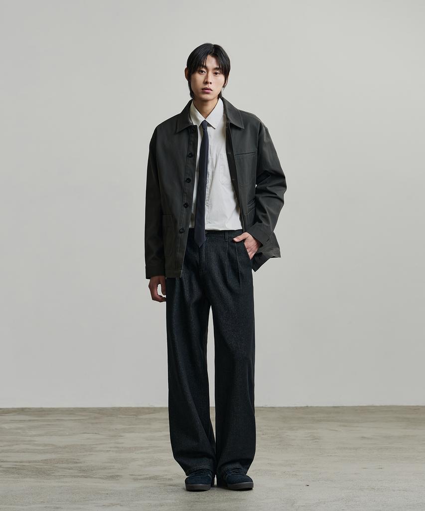 Awodeijeu Freddy Double-Pleated Wide Raw Denim [Raw Black]
