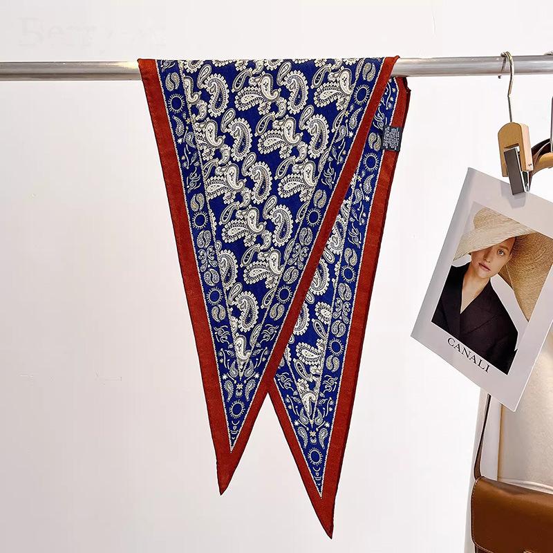 Silk wool rhombus scarf women s classic cashew flower double-sided silk wool silk scarf 2026 new Spring Festival retro scarf 42*145cm