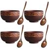 New Creative Bowl Spoon Tableware Set For Kitchen Item Utensils Wooden Auspicious Eight Treasure Pattern Dining Salad Home Dinne