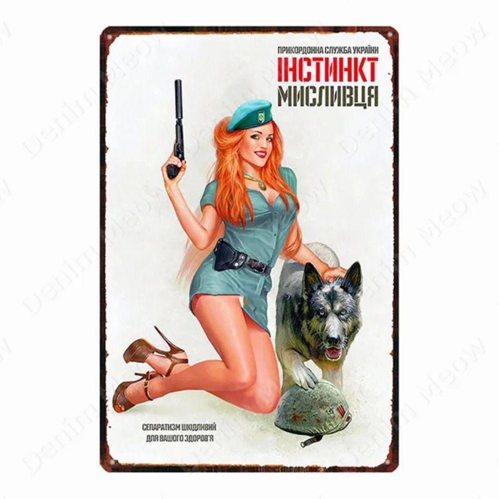 Russian Text Vintage Poster Girls Metal Tin Sign Home Bar Decor