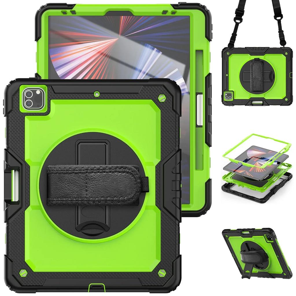 360 Rotation Kids Stand Tablet Case for IPad Pro Air 13 11 12.9 10.2 9.7 10 9 8 7 6 5 Th Mini 6 5 4 Cover +Shoulder Strap Funda