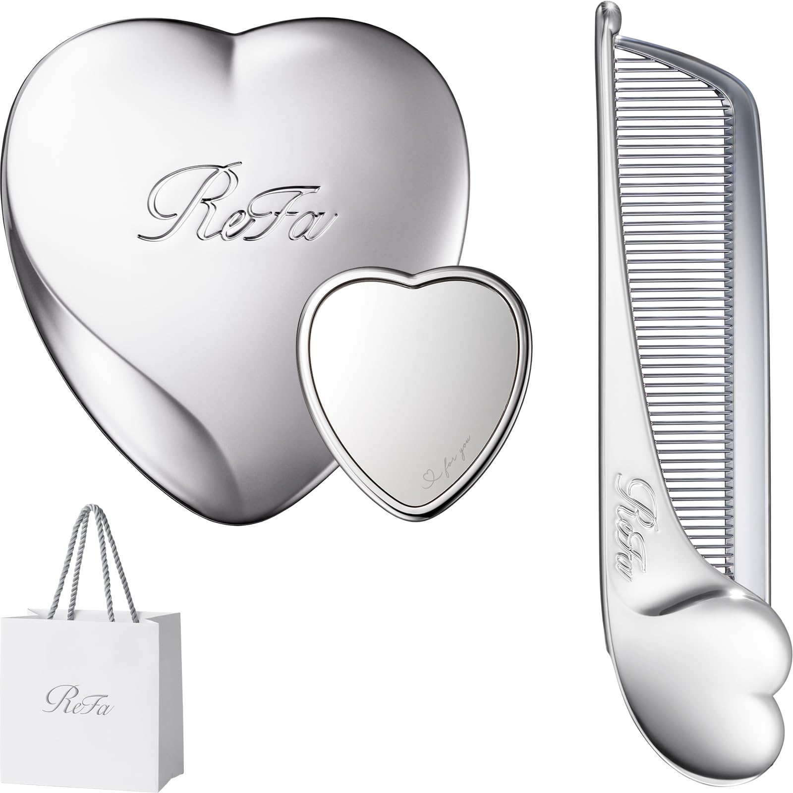 Расческа ReFa HEART MIRROR (Серебряный, Набор)