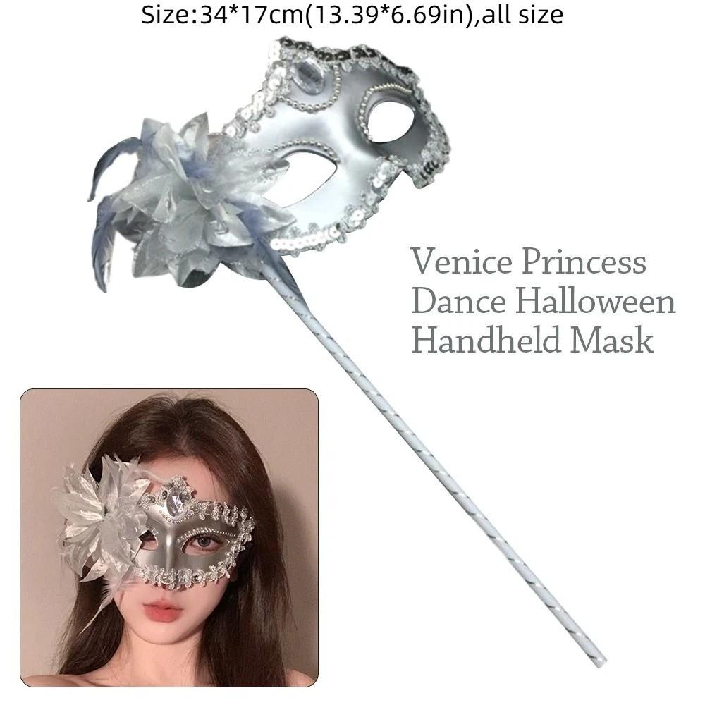 Venezianische Party Handheld Masken Ballmasken mit Stiel Seitenblume Festival Kostümparty Halbmaske Karnevalsparty