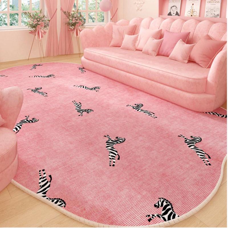 Pink Carpets for Living Room Girly Style Bedroom Decor Irregular Shape Carpet Light luxury lounge floor mat Home non-slip rug
