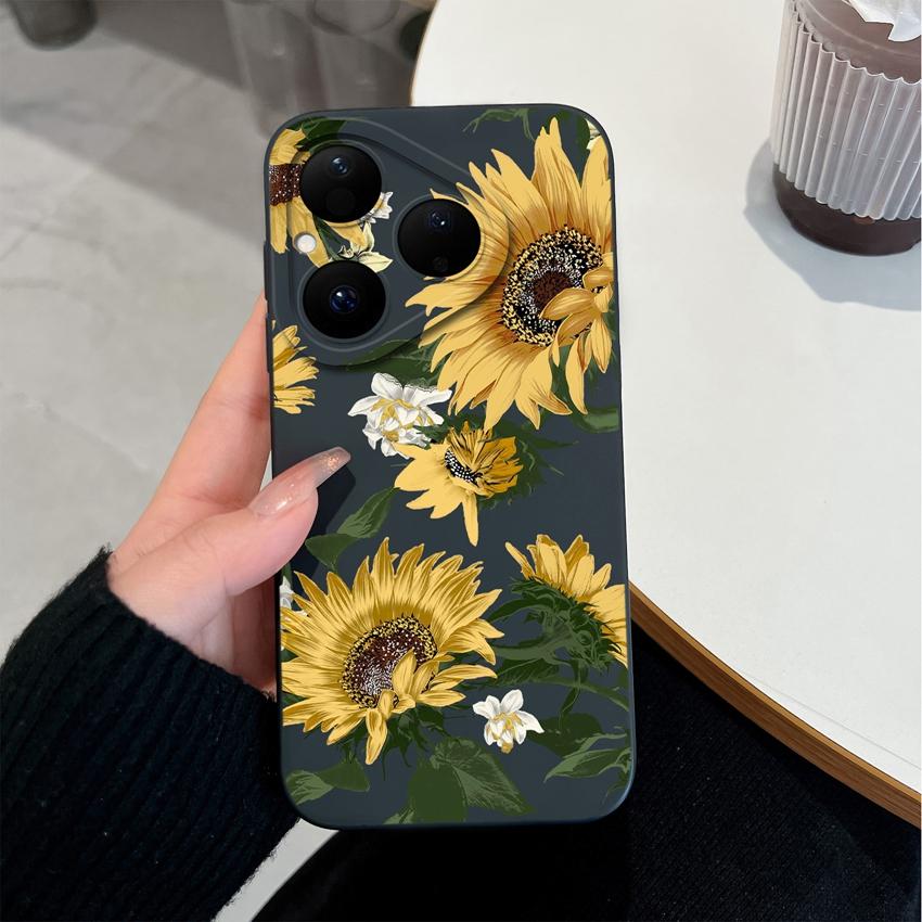 For Huawei Nova Y90 4E 5T Y70 Y72 6 7 8 9 SE Y61 Pura 80 Pro Soft Silicone Phone Covers Beautiful Sunflower Patterns Anti Slip Shell For Huawei Casing