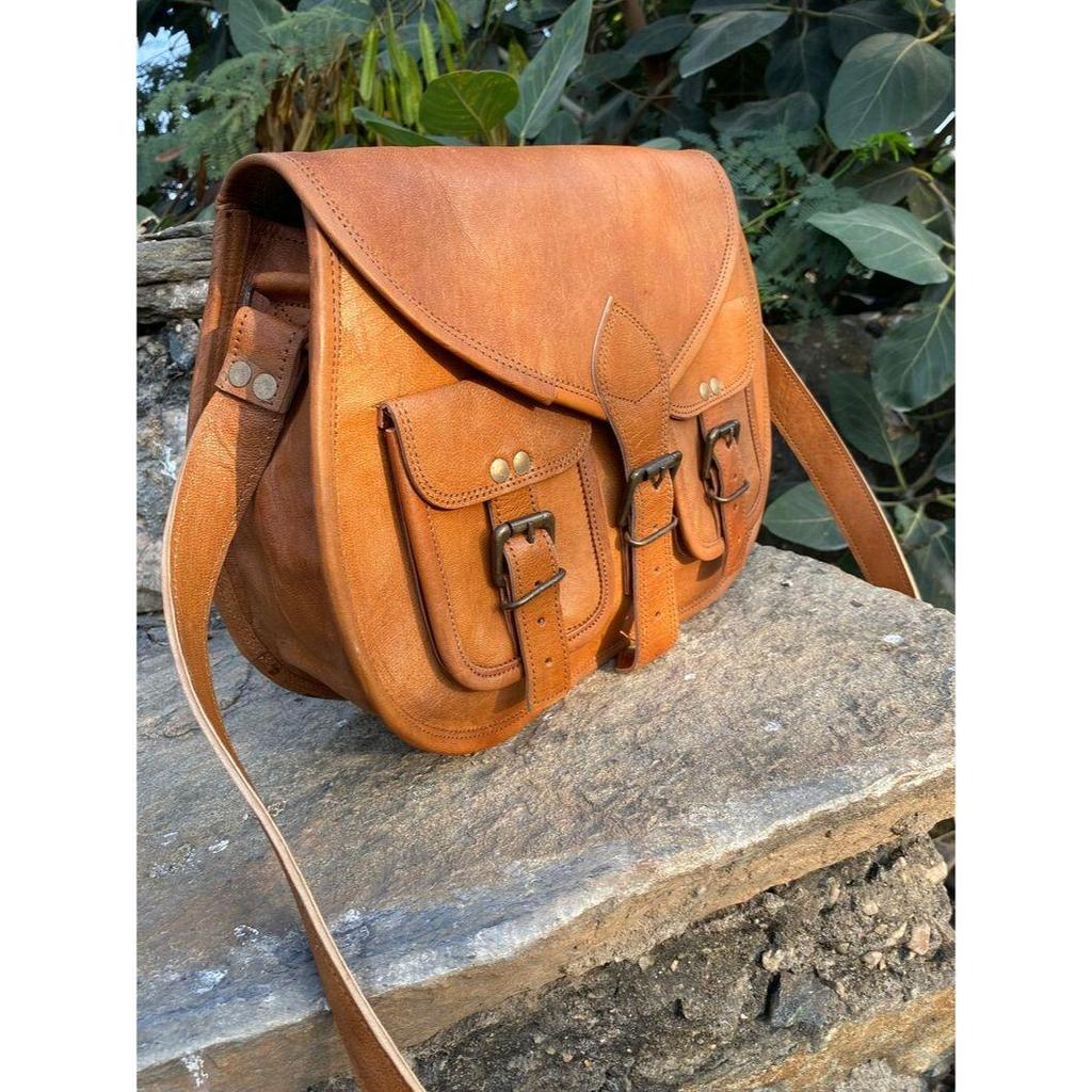 Leather Crossbody Saddle Bag: Vintage Handmade Shoulder Bag