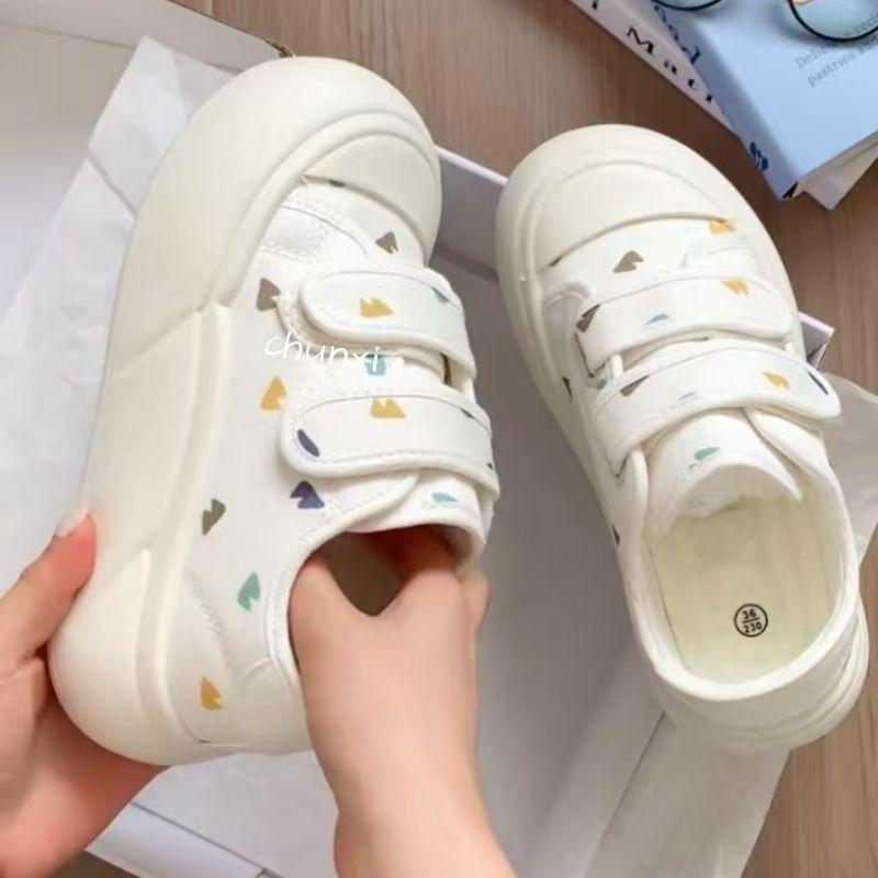 Velcro platform white shoes summer new canvas shoes niche board shoes thin platform big head bread shoes