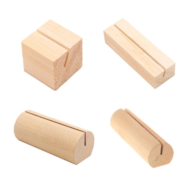 20Pcs Wood Table Number Holders Stand Wood Name Card Holders Wood Name Cards Food Label Memos Photo Holders for Wedding