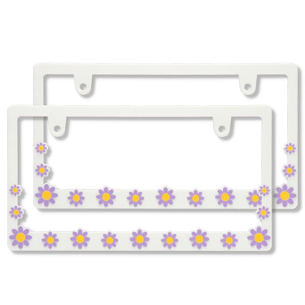 

DAISY Номерной знак 3D Цветочный для автомобилей Набор из соответствующих новым правилам рамок, Узор, Матовый, (Белый/Фиолетовый, 2) -