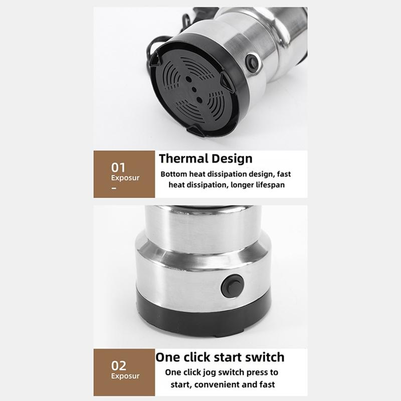 One-Touch Control Electric Coffee Grinder Stainless Steel Fast Grinding Mill Suitable for Coffee Beans Spices Nuts Herbs
