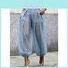 Pantaloni a lanterna corti streetwear in tessuto di poliestere a rete per donna casual