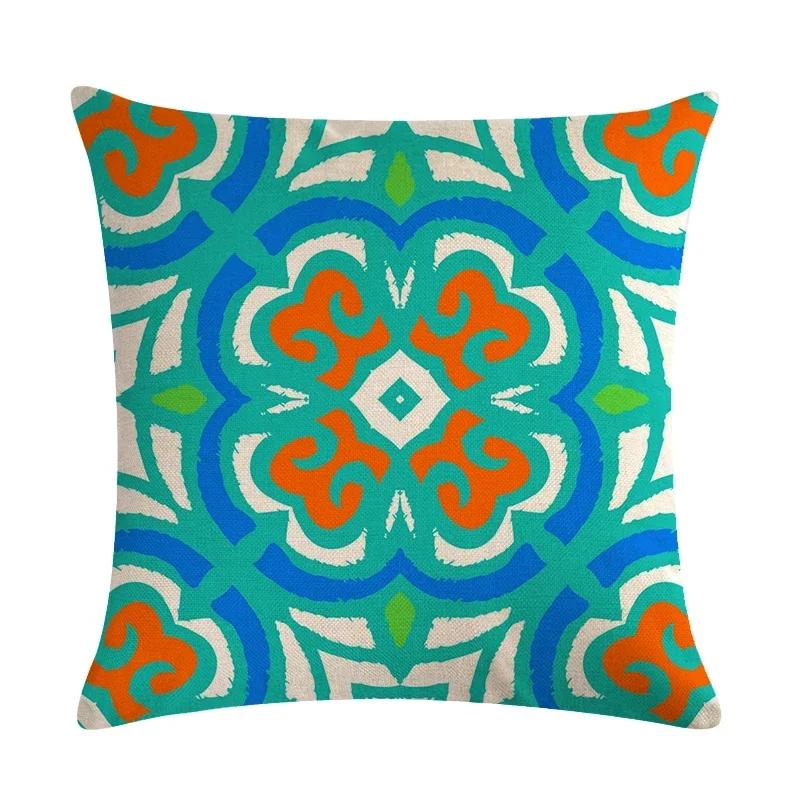 Geometric Design Cushion Cover Printed Linen Cushion Pillowcase Sofa Bedroom Children'S Room Home Decoration 45X45Cm