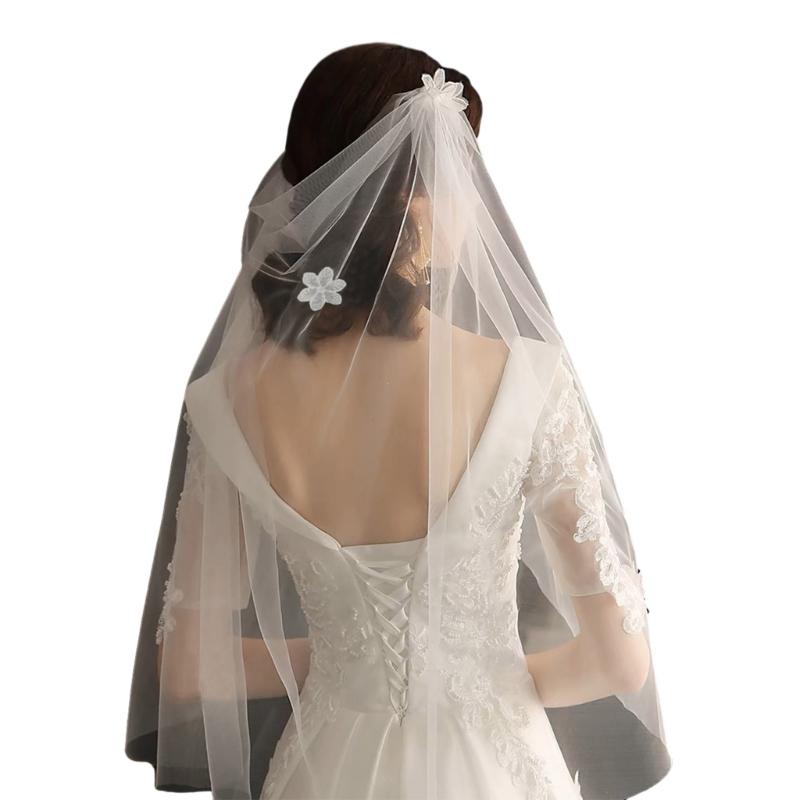 Bridal Veil Bride Elaborate Tulle Lace Bow Short Bachelorette Party Hen Party Bride Veil Hen Party Head Scarf