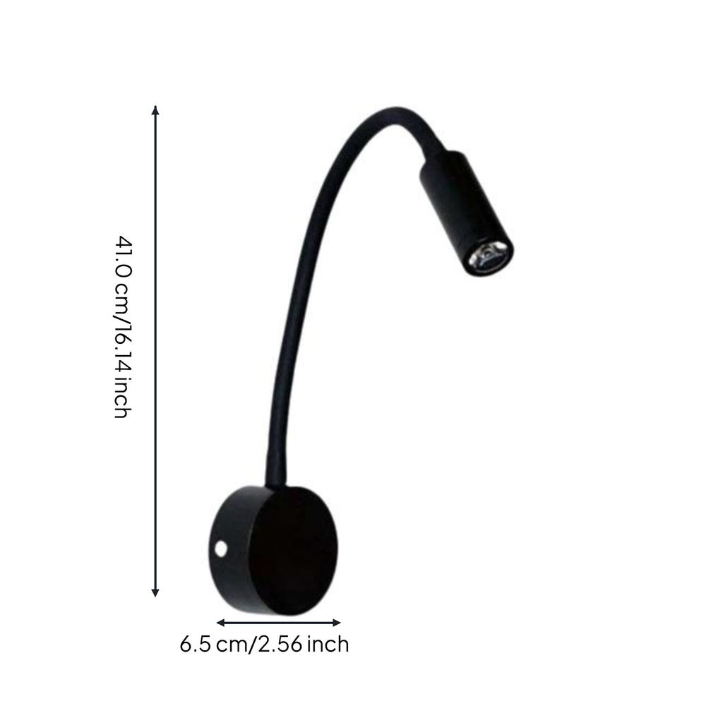 Lightemitting diode gooseneck wall sconce, adjustable task spotlight, suitable for bedroom, hotel,