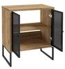 80x70cm standing cabinet on metal legs, black laminated board, Fiora