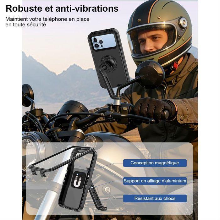 Suporte de Telefone para Moto no Retrovisor, Anti-Vibração Ajustável Rotativo 360° à Prova d'Água - Preto
