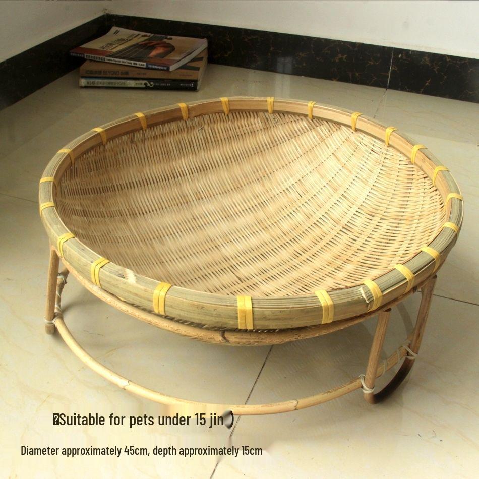 Cat Bed Bamboo Nest - All-Season, Cool Rattan Weave, Double Layer, Red Villa Design, Universal Fit