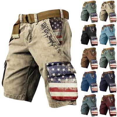 Men's Summer Printed Outdoor Shorts Men's Loose Multi-Pocket Shorts