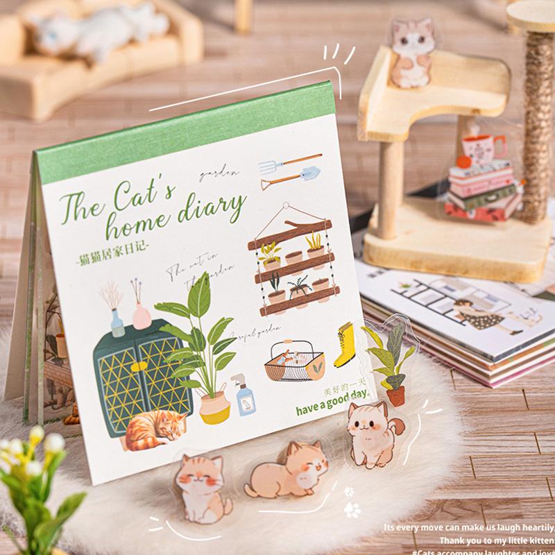 1 bag Cat Home Diary Series Home Landscaping Sticker Book Crapbooking Stickers Gifts for Students Office Supplies Stationery