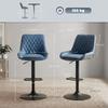 Set Of Two Faux Leather Retro Bar Stools Dark Blue