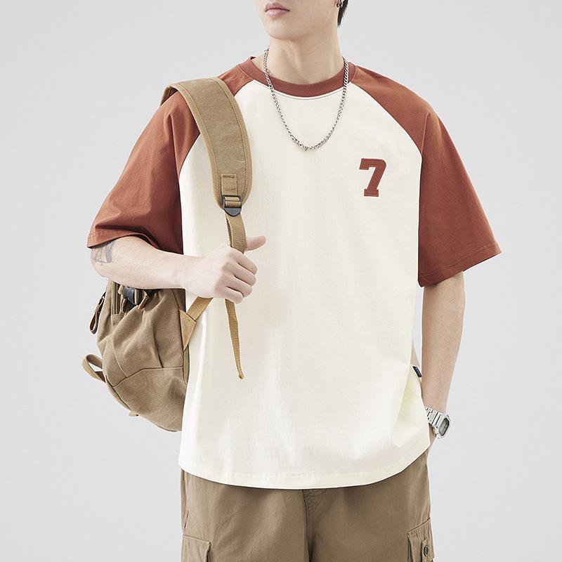 

Мужская футболка с рукавом реглан свободного кроя из чистого хлопка Anyang - тренд лета 2025 M кирпич красный