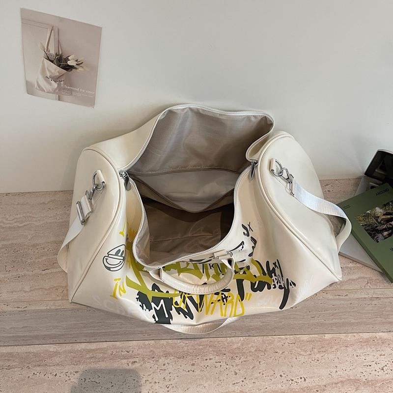 Duffel Bag mit Graffiti-Print, Griff und Schultergurt, Stilvolle Sport- und Reisetasche