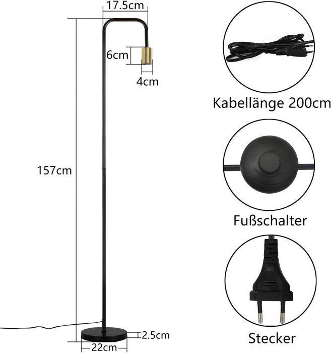 Lampadaire - NETTLIFE - Vintage - noir - métal - interrupteur au pied