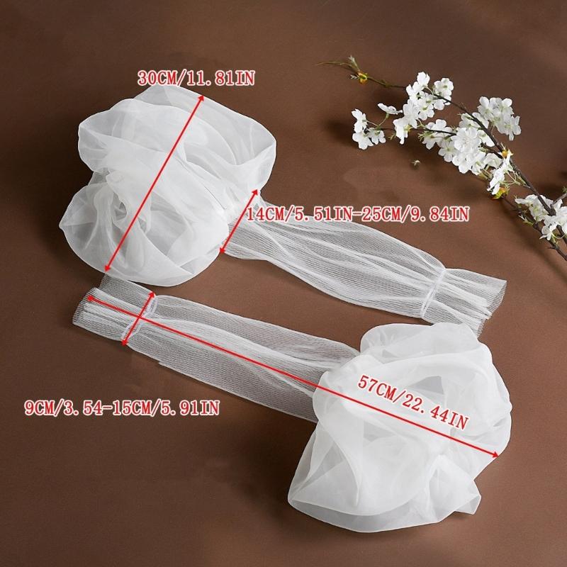 Handcrafts Sheer Bridal Gloves with Puff Design Fingerless Arm Sleeves for Photography and Stage Event Wedding Ceremony