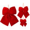 Christmas Bow Red Velvet Multiple Sizes Set Christmas Tree Decoration Festive Holiday Home Wall Door Ornament Collectible Gift