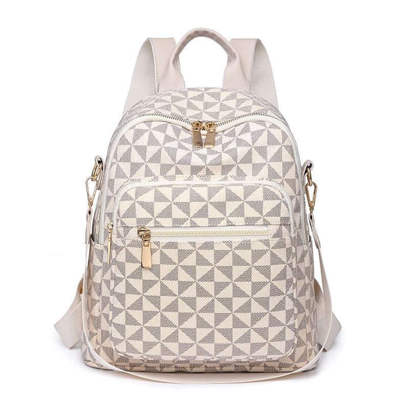 

Модный рюкзак с ретро-принтом букв и большой вместимостью для путешествий бежевый