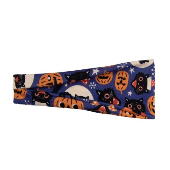 Skull Pumpkin Headband Halloween Headbands for Women, Cute Ghost Bat Cat Skeleton Wide Hair Bands, Elastic Breathable Stretchy Non-Slip Headbands,