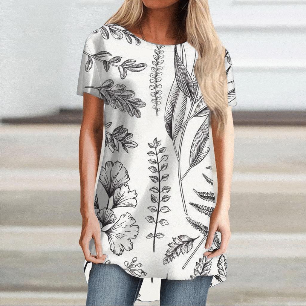 Women's Temperament Printed Short-sleeved Top