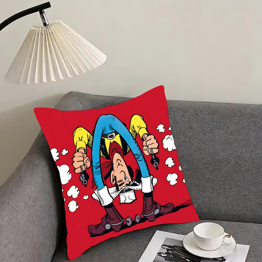 

LUCKY LUKE CARTOON Cushion Cover Reversible Plush Pillow Cover – For car, sofa, bedroom, perfect as a gift. 12x12Inch