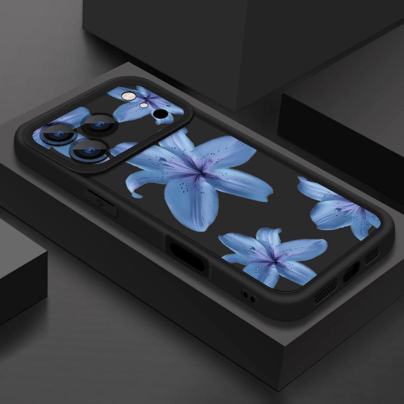 

Синий узор лилии ТПУ чехол для телефона для iPhone 17 16e 15 16 Pro Max 14 16 Plus для iPhone Air 13 12 Pro Max 11 Мягкий силиконовый чехол iPhone 17 Pro чёрный