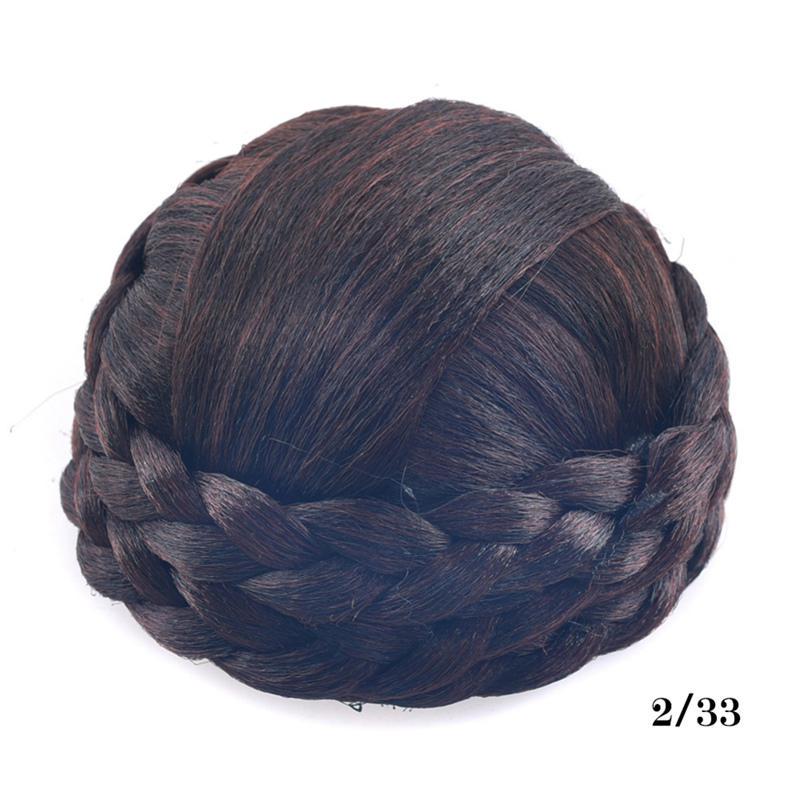Women Synthetic Clip In Bun Fake Hair Extensions Chignon Roller Updo Hairpiece Braided Chignon