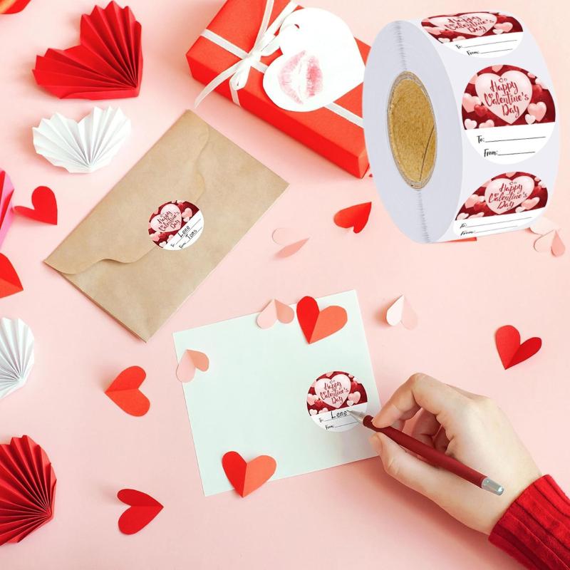 

500pcs Valentine s Day Red Circular Gift Sticker Label for Packaging Party DIY Decoration Sealing Stickers