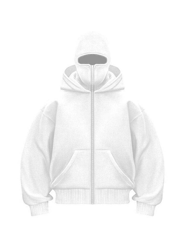 Unisex mikina s kapucí a zipem, dvouvrstvá: Volný střih, Street Style, Kapsy