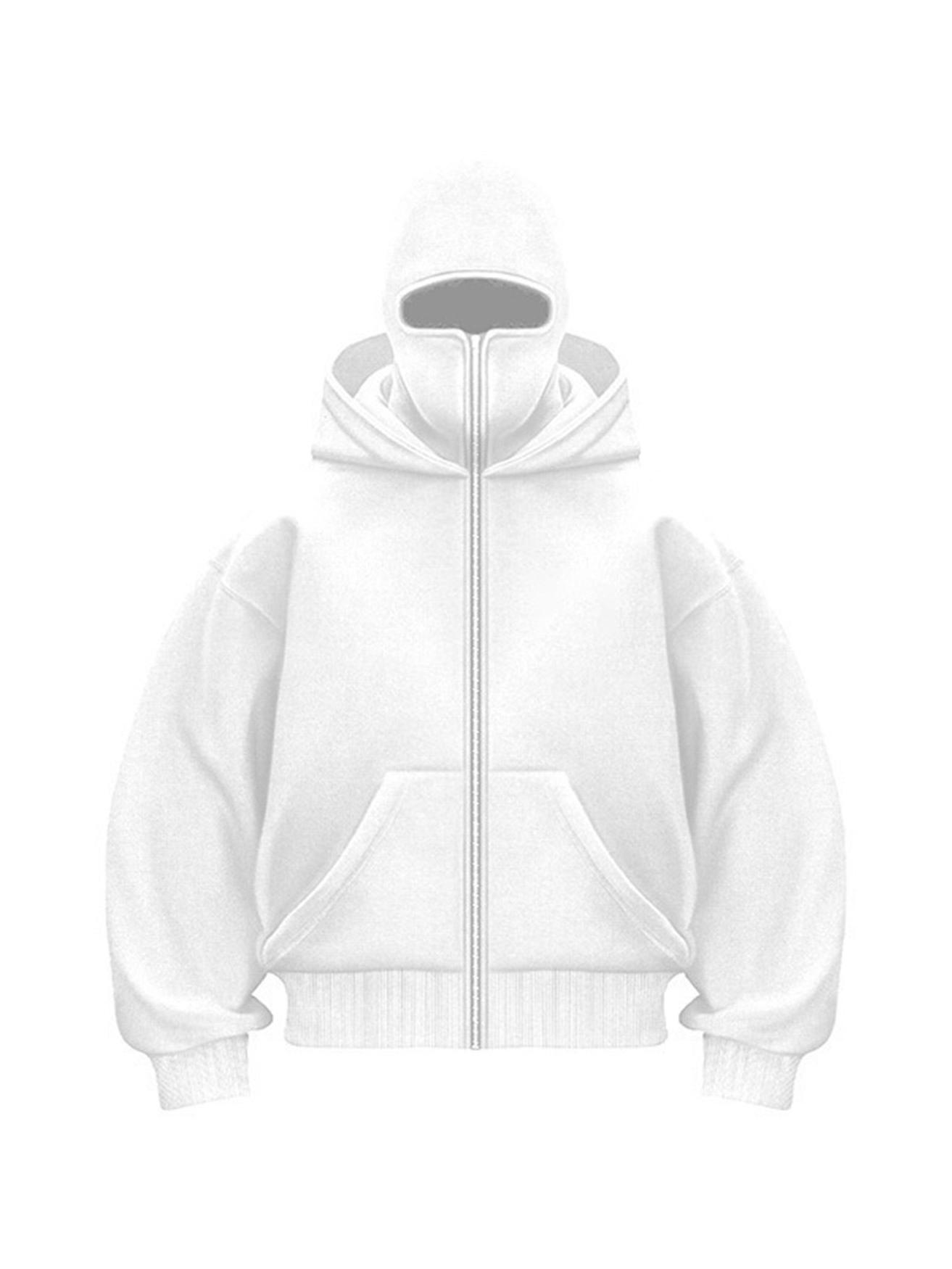 

Унісекс двошарова толстовка на блискавці з капюшоном: Вільний крій, Вуличний стиль, Кишені S білий