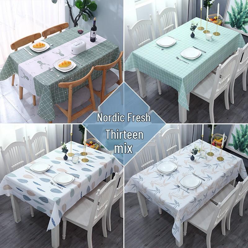 

Ins Style Waterproof, Heatproof, Oil-proof PEVA Tablecloth - Rectangular, Wash-free, Green Table Mat 90x137 cm