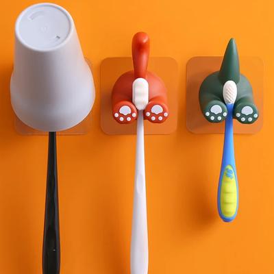 Cartoon Tier Zahnbürstenhalter Kreativer Wandmontierter Spurloser Haken Multifunktionaler Organizer Haken Badezimmerzubehör