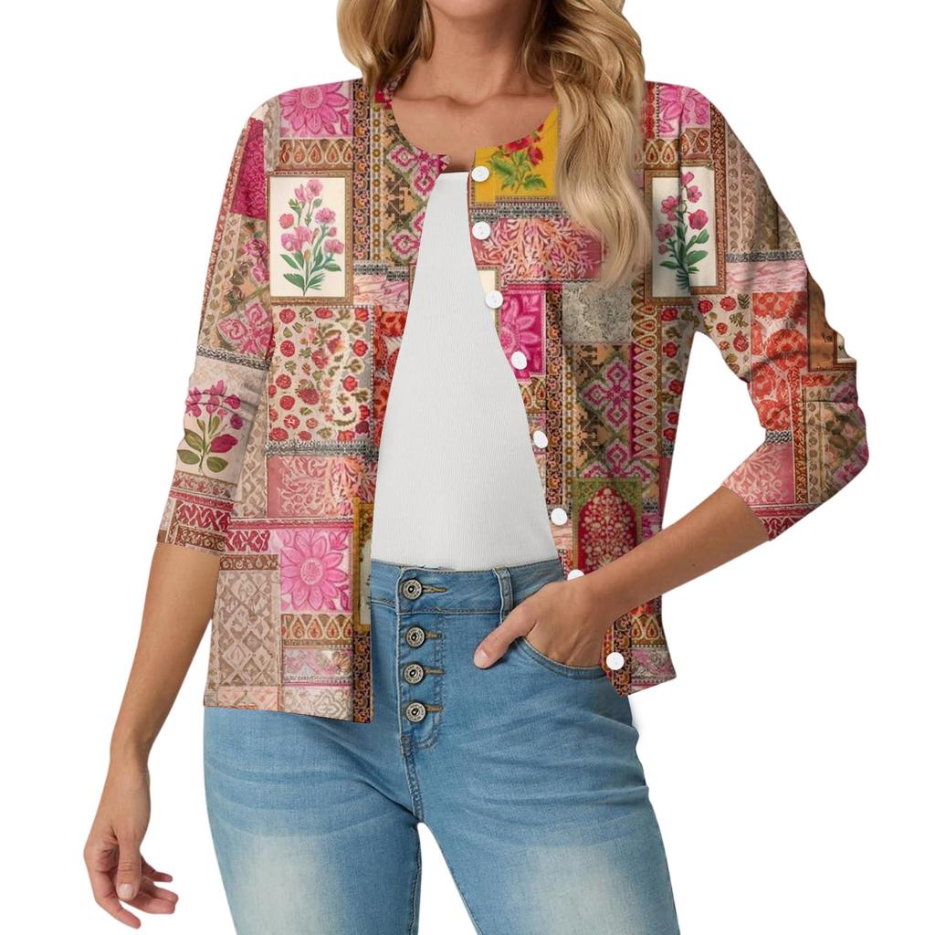 Women's Fashionable, Casual, Comfortable Floral Cardigan Jacket
