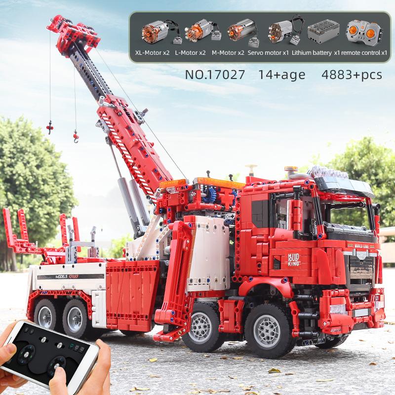 MOULD KING 17027/17028 Technical Building Blocks RC Motorized Fire Rescue Vehicle Toys MOC Bricks Car Model Kids Christmas Gifts