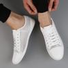 Fashion Lightweight Genuine Leather Men's Flats shoes Leisure Trend Korean Version Solid black White summer breathable Men Casual Shoes