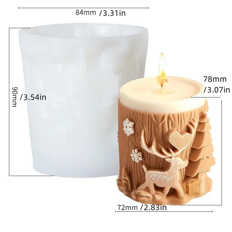 Santa Claus relief cylindrical candle silicone mold cane candy Santa Claus relief cylindrical resin gypsum molds Christmas gift