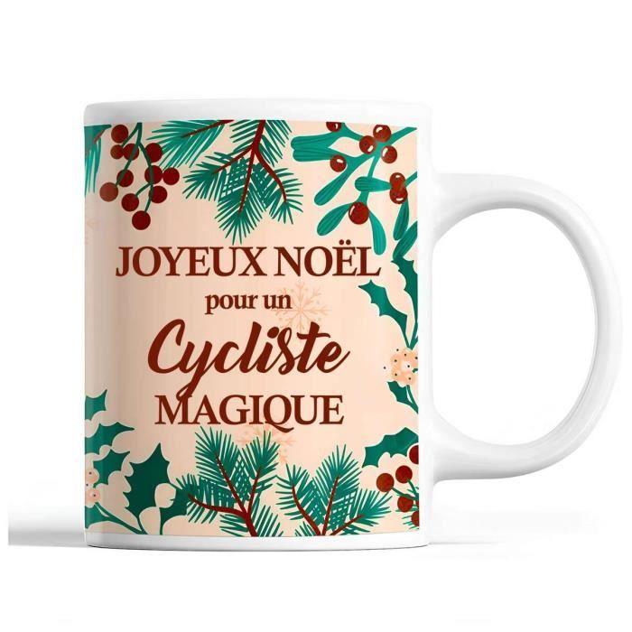 Mug - Noël - Cycliste homme - Céramique - Beige - 325 ml